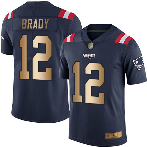 New England Patriots Football #12 Rush Vapor Untouchable Limited Navy Gold Men Tom Brady NFL Jersey->women nfl jersey->Women Jersey